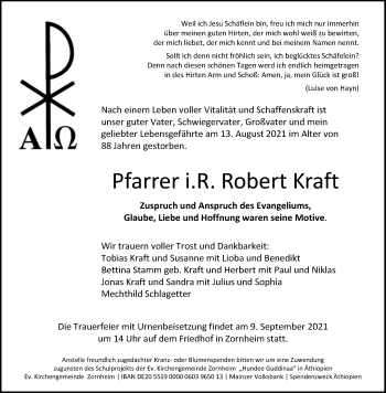 Traueranzeige von Robert Kraft 