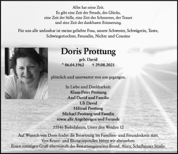 Traueranzeige von Doris Prottung von vrm-trauer