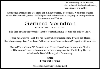 Traueranzeige von Gerhard Vorndran von vrm-trauer