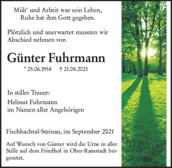 Traueranzeige von Günter Fuhrmann von vrm-trauer