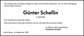 Traueranzeige von Günter Schellin von vrm-trauer