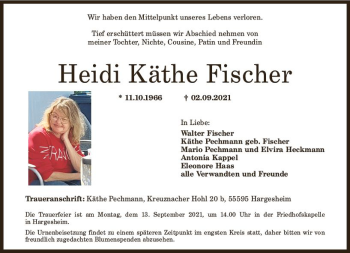 Traueranzeige von Heidi Käthe Fischer von vrm-trauer
