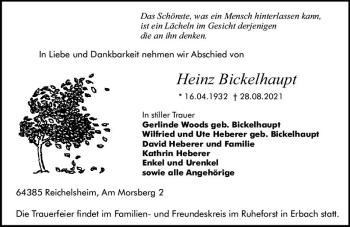 Traueranzeige von Heinz Bickelhaupt von vrm-trauer