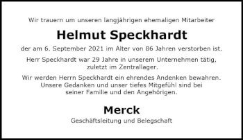 Traueranzeige von Helmut Speckhardt von vrm-trauer