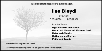 Traueranzeige von Ilse Bleydl von vrm-trauer
