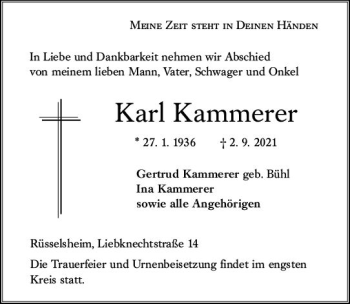 Traueranzeige von Karl Kammerer von vrm-trauer