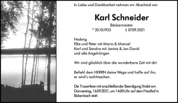 Traueranzeige von Karl Schneider von vrm-trauer