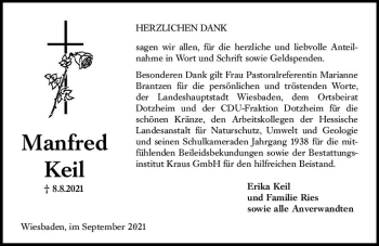 Traueranzeige von Manfred Keil von vrm-trauer