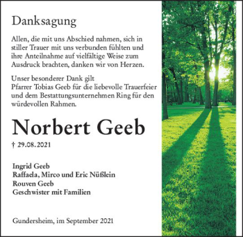 Traueranzeige von Norbert Geeb von vrm-trauer