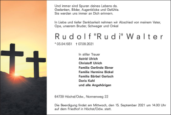 Traueranzeige von Rudolf Walter von vrm-trauer