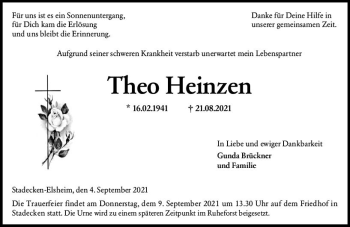 Traueranzeige von Theo Heinzen von vrm-trauer