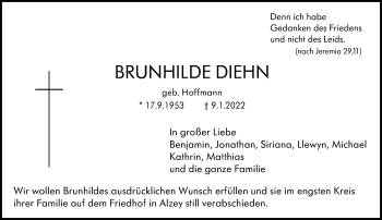 Traueranzeige von Brunhilde Diehn 