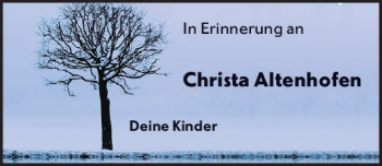 Traueranzeige von Christa Altenhofen von vrm-trauer Wiesbadener Kurier