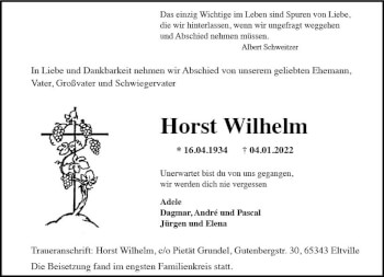 Traueranzeige von Horst Wilhelm von vrm-trauer Rheingau