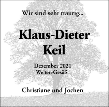 Traueranzeige von Klaus-Dieter Keil von vrm-trauer Odenwälder Echo