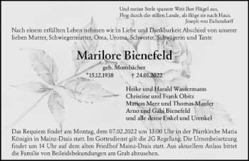 Traueranzeige von Marilore Bienefeld von vrm-trauer AZ Mainz