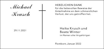 Traueranzeige von Michael Krusch von vrm-trauer Allgemeine Zeitung Alzey