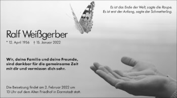 Traueranzeige von Ralf Weißgerber von vrm-trauer Darmstädter Echo