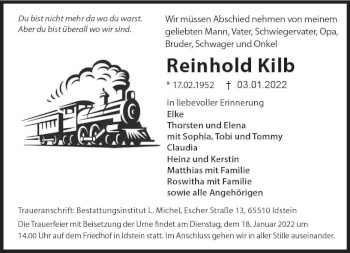Traueranzeige von Reinhold Kilb von vrm-trauer Idsteiner Zeitung