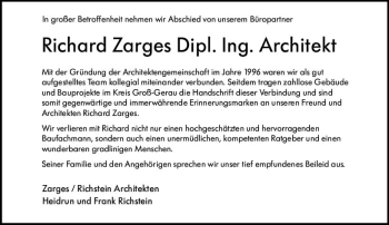 Traueranzeige von Richard Zarges von vrm-trauer Groß-Gerauer Echo