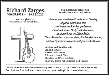 Traueranzeige von Richard Zarges von vrm-trauer Groß-Gerauer Echo