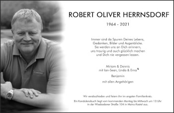 Traueranzeige von Robert Oliver Herrnsdorf von vrm-trauer AZ Mainz