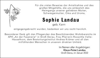 Traueranzeige von Sophie Landau von vrm-trauer Groß-Gerauer Echo