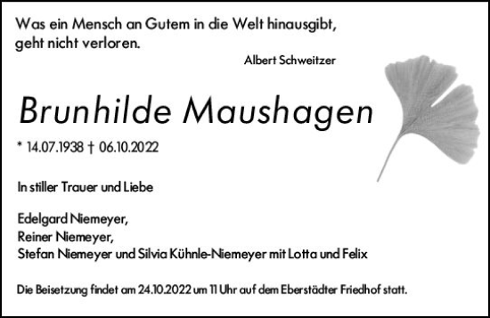 Traueranzeige von Brunhilde Moushagen von vrm-trauer Darmstädter Echo