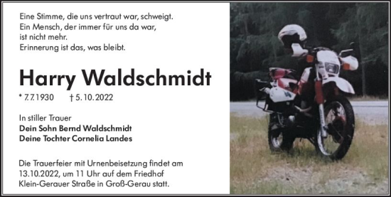 Traueranzeige von Harry Waldschmidt von vrm-trauer Groß-Gerauer Echo