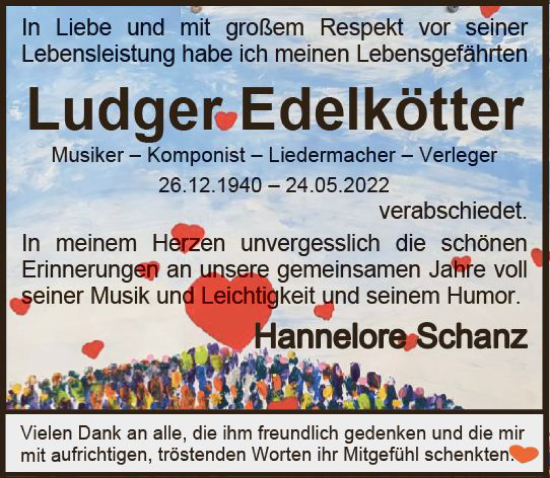 Traueranzeige von Ludger Edelkötter von vrm-trauer Darmstädter Echo
