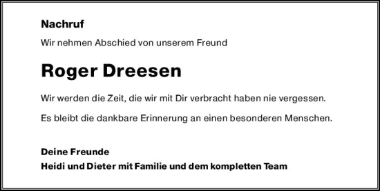 Traueranzeige von Roger Dreesen von vrm-trauer Groß-Gerauer Echo