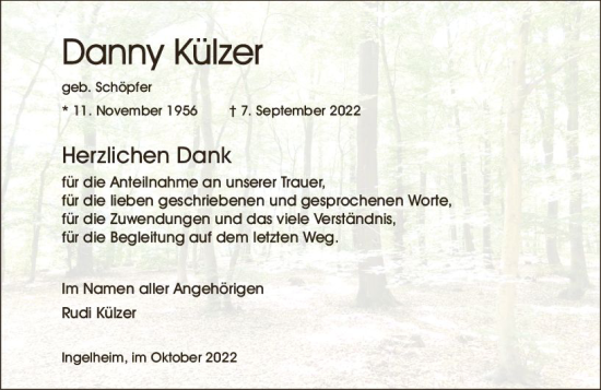 Traueranzeige von Danny Külzer von vrm-trauer Allgemeine  Zeitung Ingelheim-Bingen