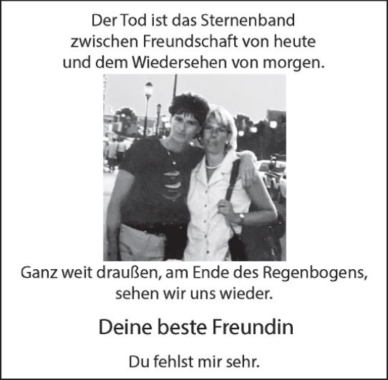 Traueranzeige von Freundschaft  von vrm-trauer Odenwälder Echo