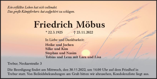 Traueranzeige von Friedrich Möbus von vrm-trauer Groß-Gerauer Echo