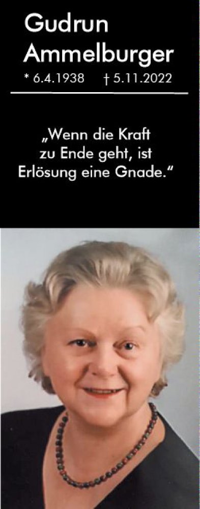 Traueranzeige von Gudrun Ammelburger von vrm-trauer AZ Mainz