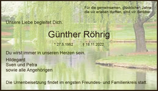 Traueranzeige von Günther Röhrig von vrm-trauer DieburgerAnzeiger/Groß-Zimmerner Lokala