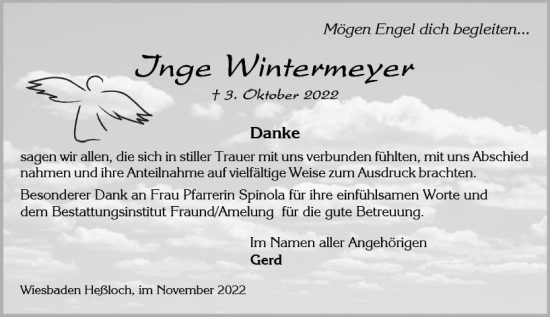 Traueranzeige von Jnge Wintermeyer von vrm-trauer Wiesbadener Kurier