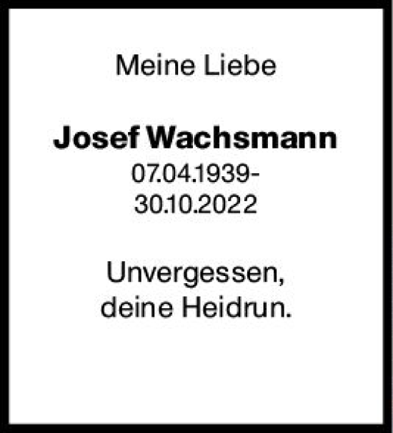 Traueranzeige von Josef Wachsmann von vrm-trauer AZ Mainz