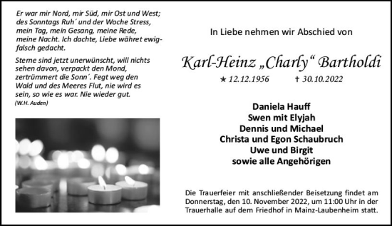 Traueranzeige von Karl-Heinz Bartholdi von vrm-trauer AZ Mainz