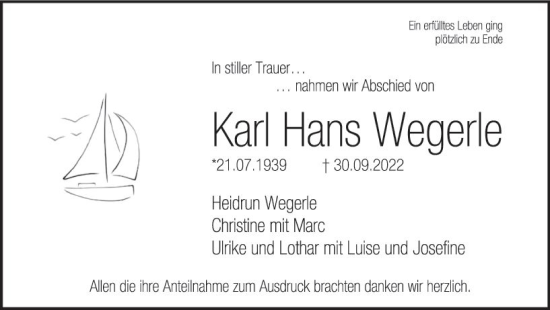Traueranzeige von Karl Hans Wegerle von vrm-trauer Wormser Zeitung