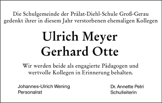 Traueranzeige von Ulrich Meyer von vrm-trauer Groß-Gerauer Echo