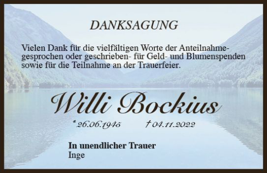 Traueranzeige von Willi Bockius von vrm-trauer Allgemeine Zeitung Alzey