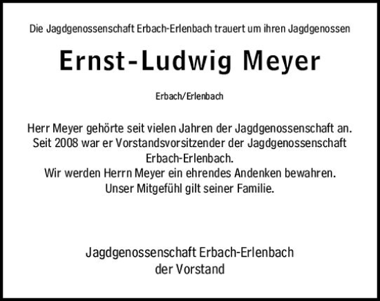 Traueranzeige von Ernst-Ludwig Meyer von vrm-trauer Odenwälder Echo
