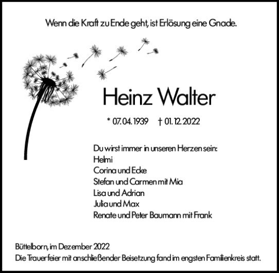 Traueranzeige von Heinz Walter von vrm-trauer Groß-Gerauer Echo