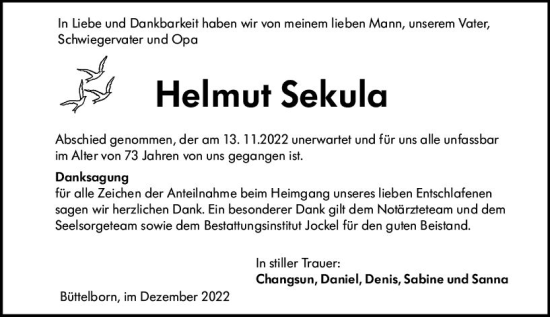 Traueranzeige von Helmut Sekula von vrm-trauer Groß-Gerauer Echo