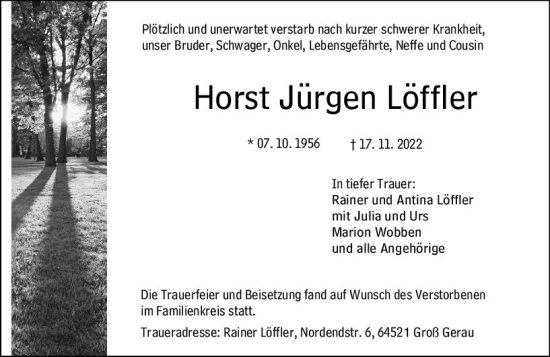 Traueranzeige von Horst Jürgen Löffler von vrm-trauer Groß-Gerauer Echo