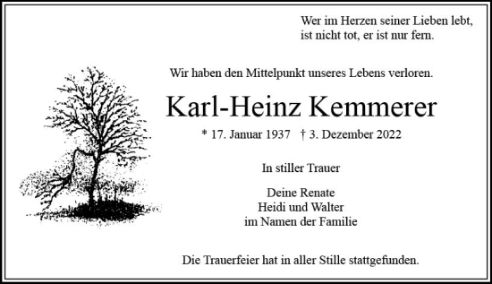 Traueranzeige von Karl-Heinz Kemmerer von vrm-trauer Wiesbadener Kurier