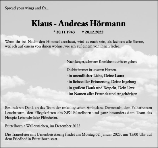 Traueranzeige von Klaus-Andreas Hörmann von vrm-trauer Groß-Gerauer Echo