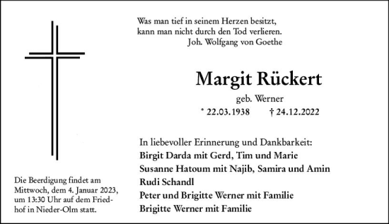 Traueranzeige von Margit Rückert von vrm-trauer AZ Mainz