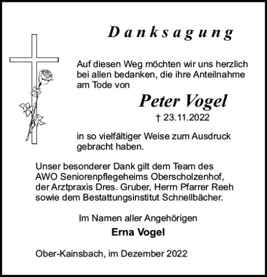 Traueranzeige von Peter Vogel von vrm-trauer Odenwälder Echo